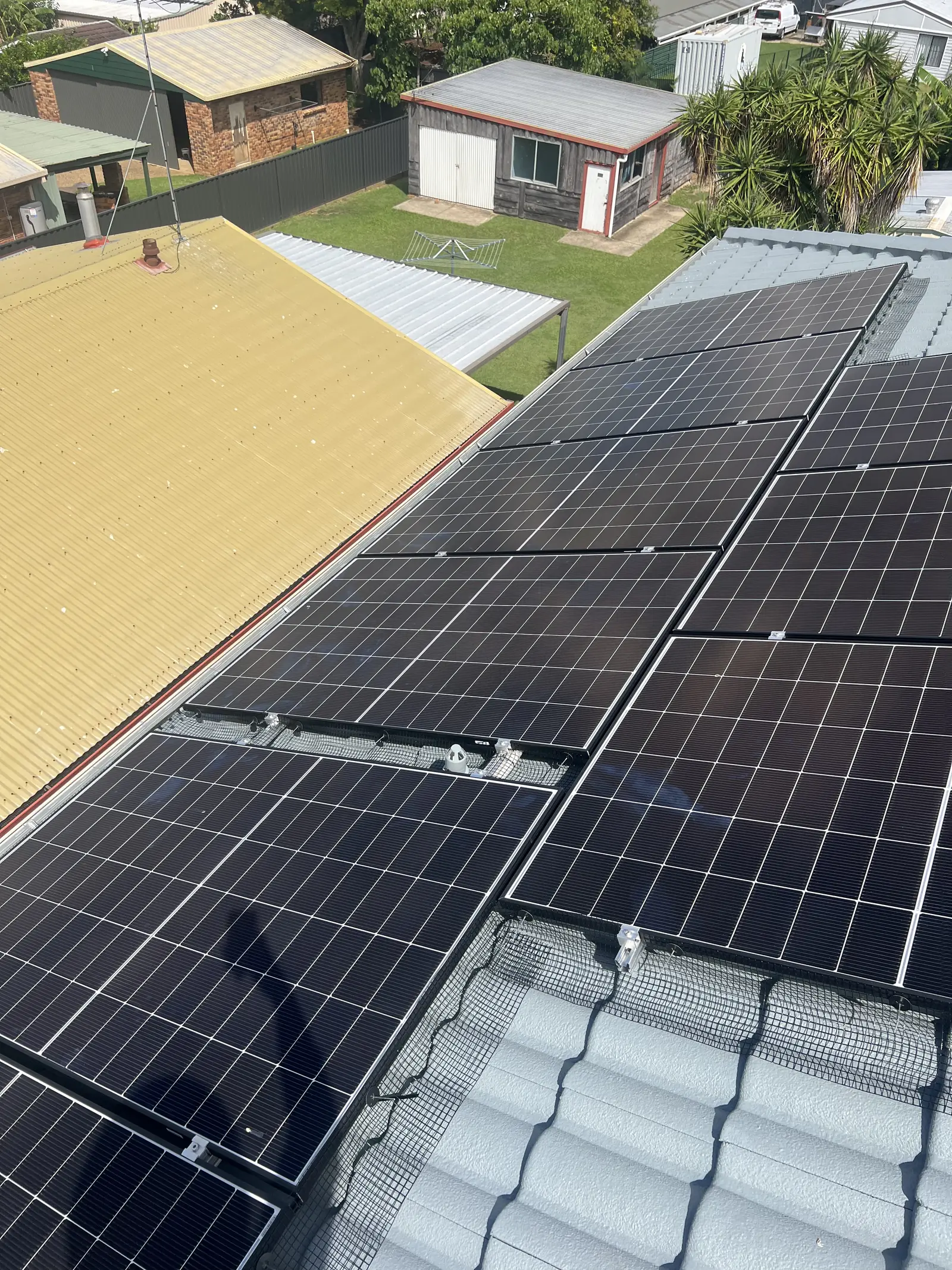Solar panels installed on a Colorbond metal roof